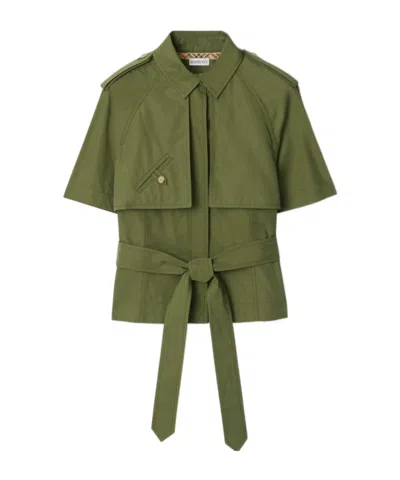 BURBERRY CROPPED COTTON POPLIN TRENCH SHIRT