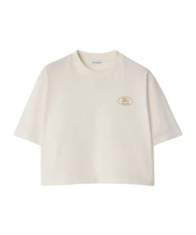 BURBERRY BURBERRY LOGO EMBROIDERED CREWNECK T-SHIRT