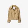 Burberry Cropped Cotton Trench Jacket In Gold