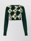 BURBERRY CROPPED CREW NECK SWEATER WITH LONG SLEEVES AND RIBBED HEM
