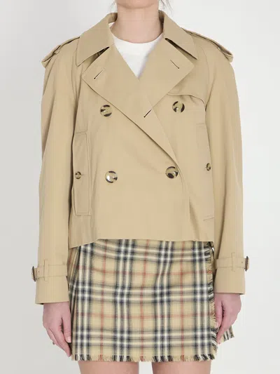 Burberry Double-breasted Cotton-gabardine Trench Coat In White