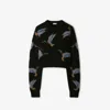 Burberry Cropped Duck Wool Sweater In Black