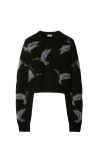 Burberry Cropped Duck Wool Sweater In Black