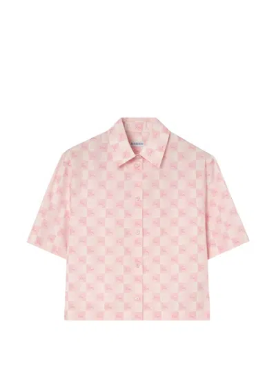 Burberry Cropped Ekd Checkerboard​ Cotton Shirt In Multi