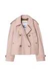 Burberry Cropped Gabardine Trench Jacket In Pink