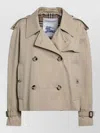 Burberry Cropped Heritage Trench Coat In Beige Gabardine Women In Neutral