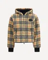 Burberry Cropped Hooded Check Fleece Jacket In Brown