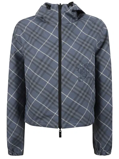 Burberry Cropped Hooded Coat In Blue