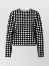 BURBERRY CROPPED HOUNDSTOOTH CARDIGAN LONG SLEEVES