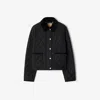 Burberry Oldham Black Quilted Jacket With Corduroy Collar In Tech Fabric Woman In Black