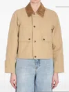 Burberry Beige Cropped Cotton Jacket In Nude
