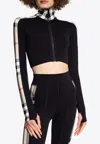 Burberry Cropped Polyamide Blend Top With High Collar In Black