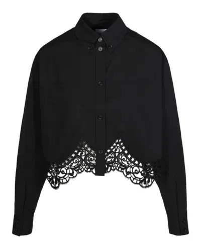 Burberry Cropped Lace Hem Blouse