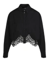 BURBERRY BURBERRY CROPPED LACE HEM BLOUSE WOMAN SHIRT BLACK SIZE 6 COTTON