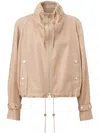 Burberry Cropped Leather Jacket In Beige