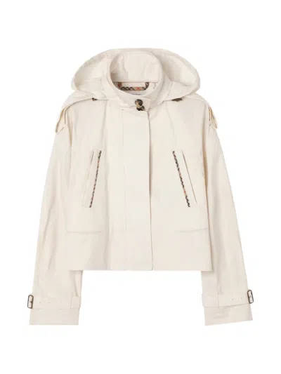Burberry Cropped Lightweight Cotton Ladymoor Jacket In Neutral