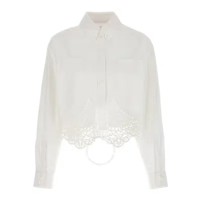 Burberry Cropped Macrame-lace Shirt In White