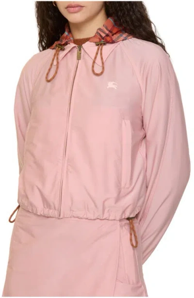 Burberry Cropped Newcott Hooded Jacket In Pink