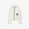 Burberry Hooded Ekd Embroidered Jacket In Salt