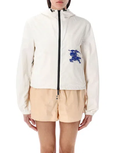 Burberry Cropped Nylon Jacket In White