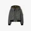 Burberry Hooded Padded Shell Bomber Jacket In Cobble
