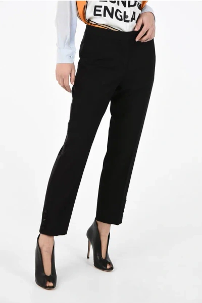 Burberry Cropped Pants With Buttons On The Ankle In Black