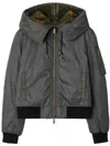 Burberry Hooded Padded Shell Bomber Jacket In Grau
