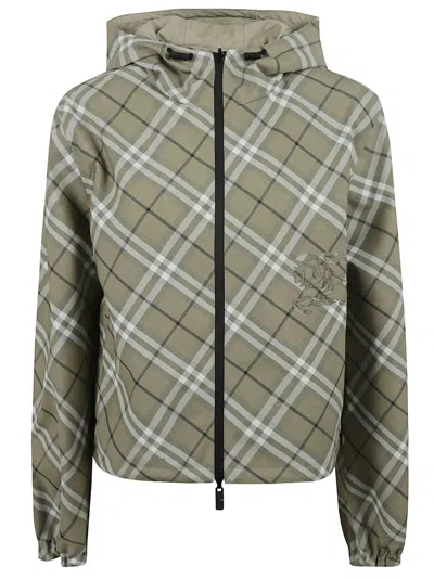 Burberry Cropped Plaid Coat With Hood