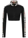 Burberry Cropped Polyamide Blend Top With High Collar In Black