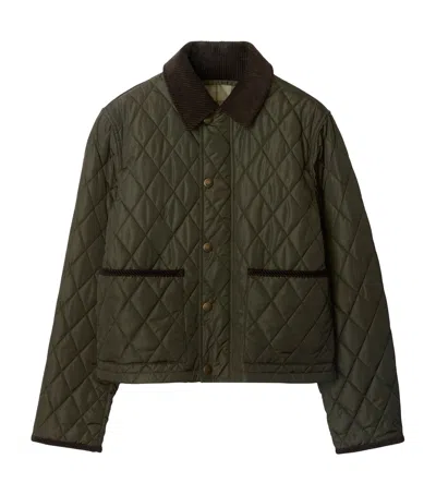 Burberry Cropped Quilted Field Jacket In Green