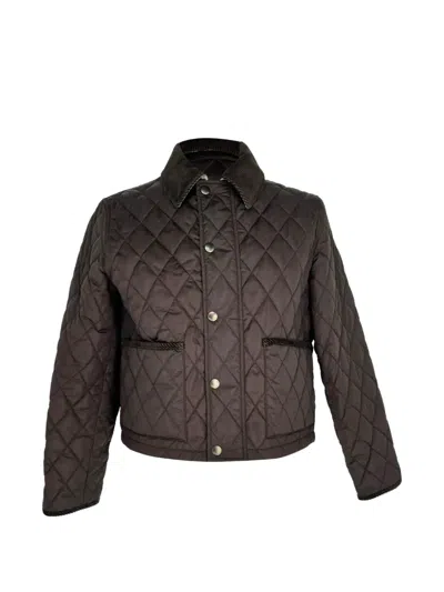 Pre-owned Burberry Cropped Quilted Jacket In Brown