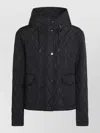 Burberry Cropped Quilted Jacket Hood Drawstring Pockets In Black
