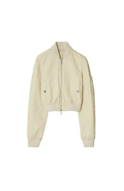 Burberry Womens Cropped Quilted Bomber Jacket In Neutral