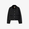 Burberry Oldham Black Quilted Jacket With Corduroy Collar In Tech Fabric Woman In Black