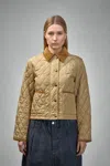 Burberry Oldham Beige Quilted Jacket With Corduroy Collar In Tech Fabric Woman In Neutral