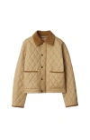 Burberry Corduroy-trimmed Quilted Shell Jacket In Flax/sand