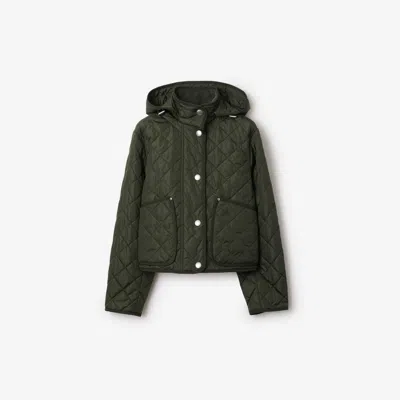 Burberry Cropped Quilted Nylon Hooded Jacket In Loch
