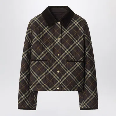BURBERRY BURBERRY CROPPED QUILTED NYLON JACKET WITH CHECK PATTERN