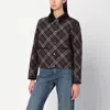 Burberry Cropped Quilted Nylon Jacket With Check Pattern In Brown
