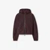 Burberry Cropped Reversible Check Hooded Jacket In Burgundy