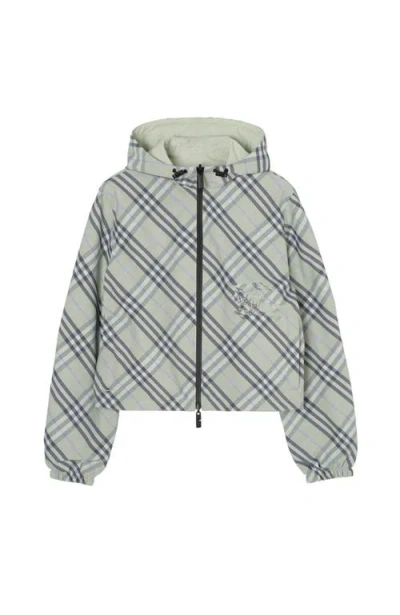 Burberry Cropped Reversible Check Jacket In Green