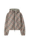 Burberry Cropped Reversible Check Jacket In Mauve Grey