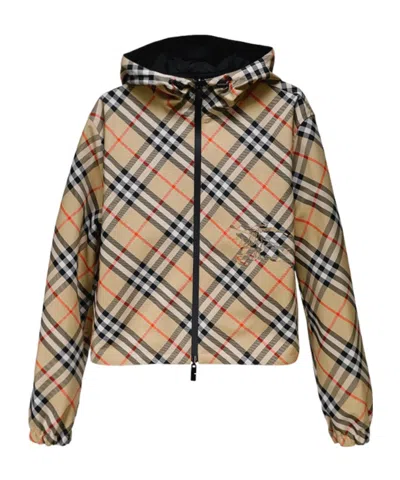 Burberry Cropped Reversible Check Jacket In Multicolor