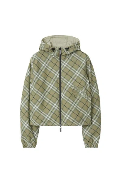 BURBERRY BURBERRY CROPPED REVERSIBLE CHECK HOODED JACKET
