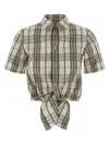 Burberry Short Sleeve Shirt Featuring Tie-front Detail