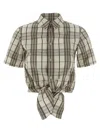 Burberry Short Sleeve Shirt Featuring Tie-front Detail