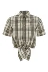 Burberry Short Sleeve Shirt Featuring Tie-front Detail