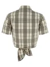 Burberry Short Sleeve Shirt Featuring Tie-front Detail