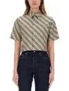Burberry Check Short-sleeve Crop Button-down Shirt In Multicolour