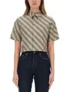 Burberry Check Short-sleeve Crop Button-down Shirt In Multicolour